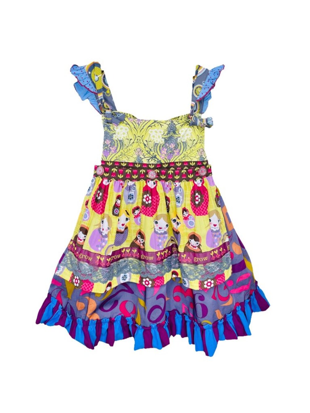 NWT Matilda Jane Character Counts Delaney Russian Doll Knot Apron Ruffle Dress 4